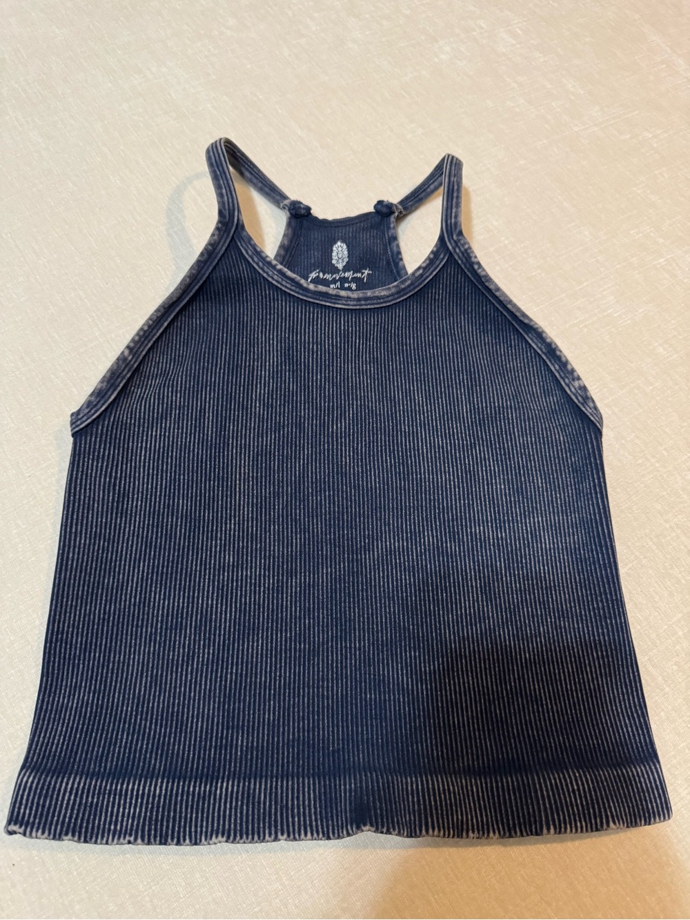 Free People Navy Ribbed Racerback Tank